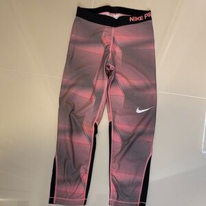 Nike Kids Striped Pink and Black Leggings